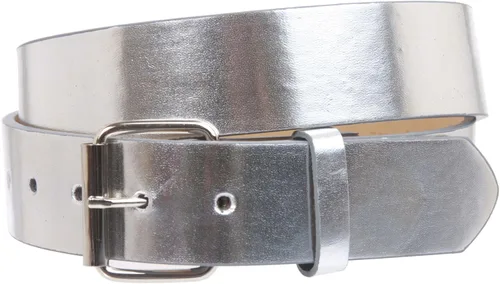 Vista 3 de Beltiscool 1 1/2" (38 mm) Snap On Plain Leather Jean Belt con hebilla de rodillo Amarillo