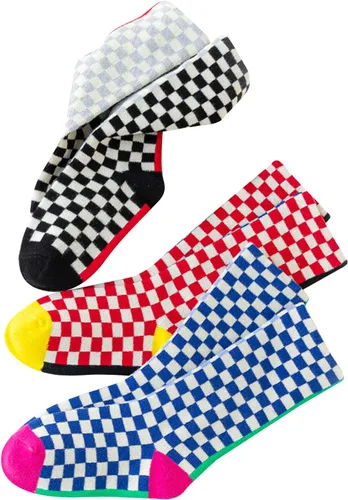 Vista 6 de Calcetines tobilleros de algodón a cuadros para niñas y niños pequeños unisex