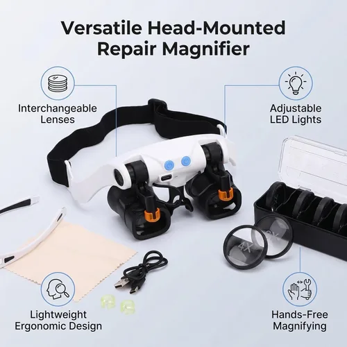 Vista 5 de LED Head Magnifier, Hands Free Headband Magnifying Glasses