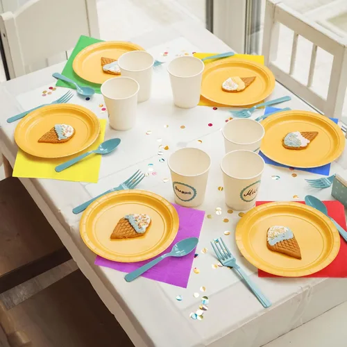 Vista 6 de Sherr 240 servilletas de almuerzo multicolor desechables arco iris, suministros para fiestas, papel neón pastel, servilletas de cóctel de 2 capas