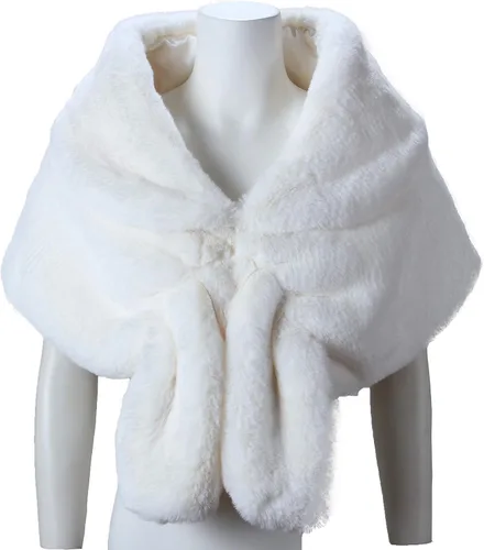 Vista 50 de Caracilia - Elegante estola tipo chal en piel sintética para el invierno.