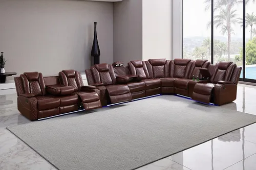 Vista 27 de A Ainehome Juego de sofá modular reclinable eléctrico con luz LED, sofás seccionales de cuero, juegos de muebles de sala de estar, juegos de sofá