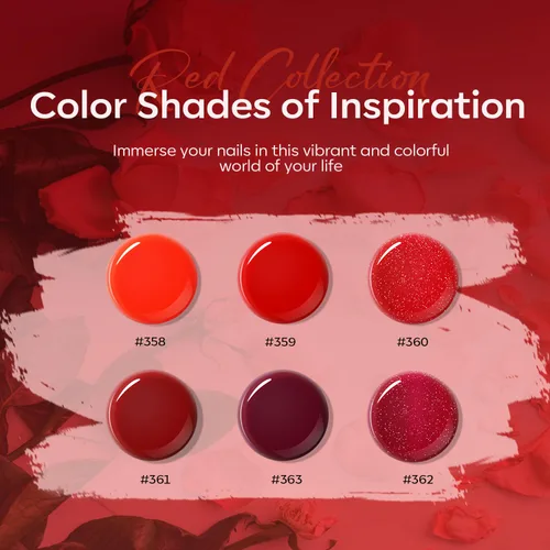 Vista 2 de modelones Juego de Gel de Uñas Poli, 6 Colores Colección Roja Popular Vino Burdeos Brillante con Purpurina Gel de Extensión Poli Rojo Sangre Oscuro