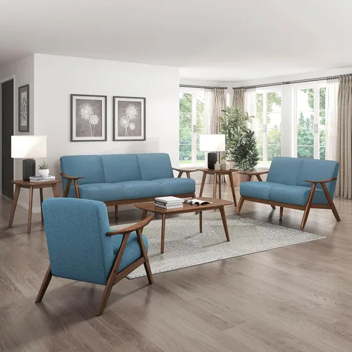Vista 9 de Lexicon Silla de Acento Moderna de Mediados de Siglo con Marco de Madera Sólida en Acabado de Nogal, Sillón de Descanso con Brazos Tapizado