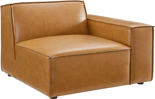 Vista 5 de Modway Restore - Sofá biplaza seccional de cuero vegano en color marrón