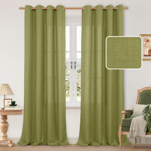 Vista 61 de LAMIT Cortinas de lino marrón caramelo para sala de estar, 84 pulgadas, de lino sintético, texturizado, filtrante de luz, paneles de privacidad