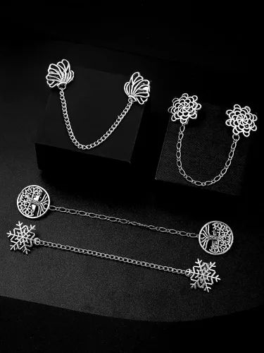 Vista 6 de Yunlly 4 piezas vintage suéter chal clips retro cárdigan cuello clips vestido camisa broche para mujer, Zinc, Aleación de zinc