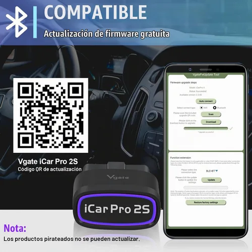 Vista 6 de Vgate iCar Pro 2S Bluetooth 5.2 OBD2 Herramienta de escaneo de coche para iPhone, Android y Windows