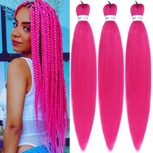 Vista 36 de Pelo corto negro trenzado preestirado de 14 pulgadas para trenzas sin nudos, pelo sintético 1B trenzado para trenzas Bob Box
