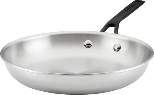 Vista 13 de KitchenAid Sartén para saltear de inducción de acero inoxidable revestido de 5 capas con tapa, 5 cuartos de galón, acero inoxidable pulido