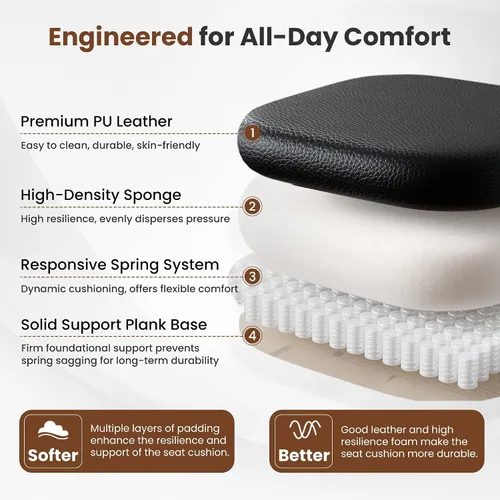 Vista 6 de BESTFAIR Silla de Oficina Grande y Alta - Silla Ejecutiva de Servicio Pesado 400 LBS con Soporte Lumbar y Reposapiés, Silla de Escritorio Ergonómica