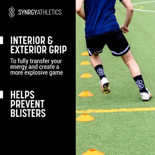 Vista 3 de Calcetines antideslizantes para fútbol, fútbol, hockey con agarre interior y exterior para hombres y mujeres (blanco)