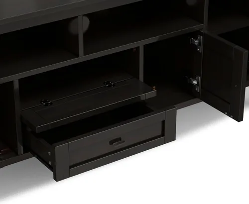Vista 8 de SIMPLIHOME Warm Shaker - Soporte de TV de madera maciza de 72 pulgadas de ancho, color marrón dorado claro Marrón (Hickory Brown)