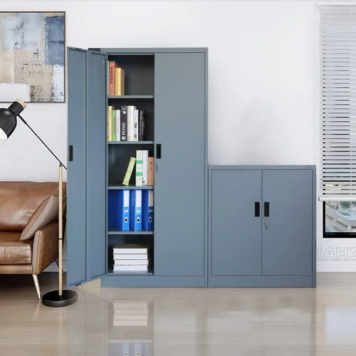 Vista 20 de BESFUR Armarios de almacenamiento de metal con estantes y puertas, armario de almacenamiento con cerradura de 36" de altura para oficina en casa