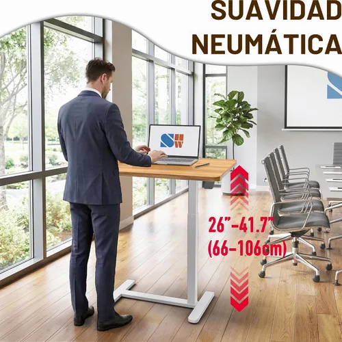 Vista 6 de SHW Escritorio móvil para portátil de altura ajustable con elevación