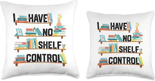 Vista 3 de I Have No Shelf Control Shirt Library - Almohada de lectura para amantes de libros, 16 x 16 pulgadas, multicolor