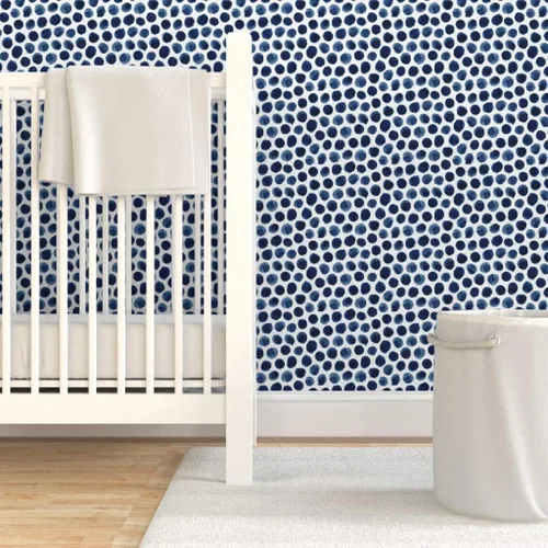 Vista 6 de Spoonflower Watercolor Polka Pre-Pasted Removable Wallpaper Sample 12" x 24" Circles Boho Nursery Abstract Kitchen Self-adhesive, removable