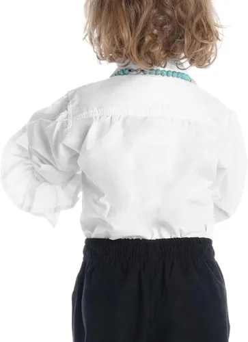 Vista 3 de rrhss Disfraces para niños, camisas de pirata, medievales, renacentistas, escoceses, con volantes, puños con cordones, ropa de solapa de 5 a 14 años