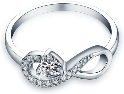 Vista 2 de Anillo Jo Wisdomo de compromiso. de plata esterlina, con corazón e infinito, anillo de amistad, para ella