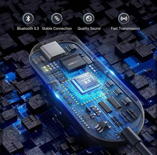Vista 7 de Receptor transmisor Bluetooth 5.3, transmisor inalámbrico de audio auxiliar 2 en 1 de 0.138 in para avión, TV, PC, gimnasio, tabletas, PS4, receptor