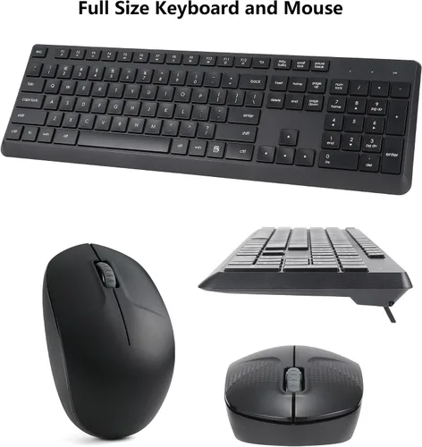 Vista 7 de Combo de teclado y ratón inalámbrico para Windows, combo de teclado y ratón inalámbrico externo de computadora de tamaño completo 2.4G para laptop