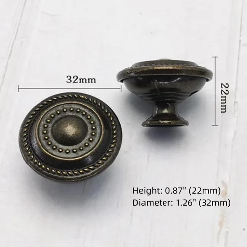 Vista 8 de Pomo de cajón negro antiguo de un solo agujero, disco antiguo americano, accesorios de gabinete de aleación de zinc para tiradores de cocina y baño