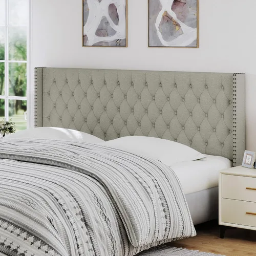 Vista 16 de Furpopup Cabecero tamaño Queen solamente, cabecero de pared con respaldo de ala, tamaño Queen para cama ajustable con acolchado de espuma de alta