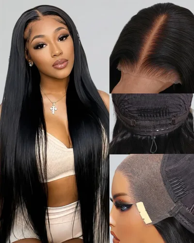 Vista 21 de UNICE Yaki - Pelucas de cabello humano lacio con encaje frontal 13x4, con cordón, Pre-Todo, sin pegamento, peluca de cabello humano frontal