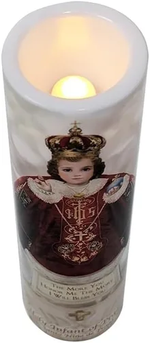 Vista 8 de Santo Niño de Praga, Vela LED sin llama de oración de devoción, The Saints Collection