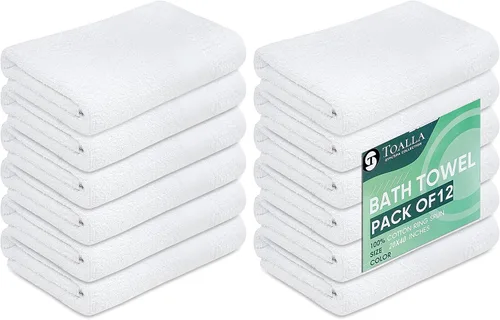Vista 9 de Toallas de baño_Paquete de 12 toallas de baño beige (paquete de 12, 27 pulgadas de ancho x 54 pulgadas de largo), color beige, toalla de algodón