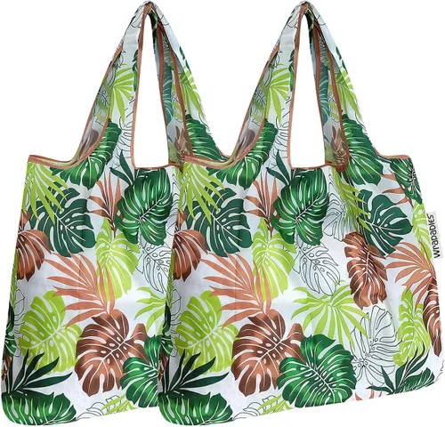 Vista 20 de allydrew Bolsa plegable de nailon para comestibles reutilizable (Set de 2), Ballenas Azules