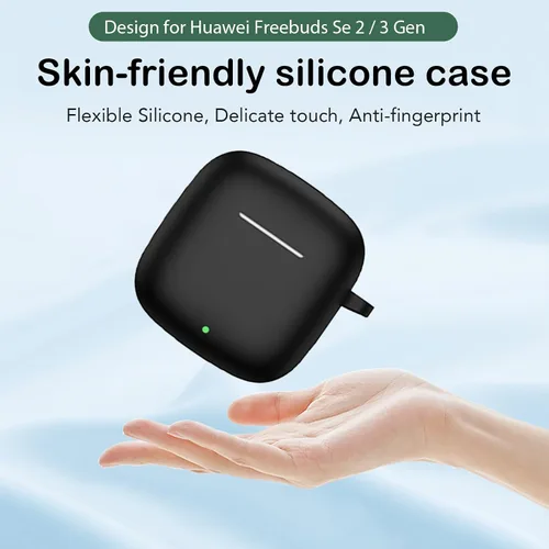 Vista 5 de USTIYA Funda para Huawei Freebuds SE 3 / Se 2 Gen Funda protectora de silicona con cubierta de llavero (negro)