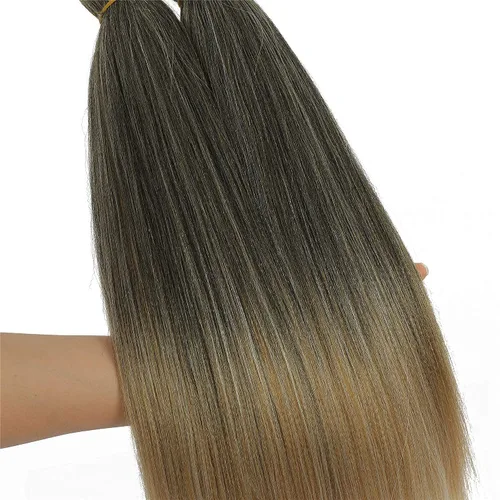 Vista 6 de Extensiones de pelo para trenzar, para fácil trenzado profesional, no causa comezón , fibra sintética tejida, trenzas de textura Yaki, extensiones