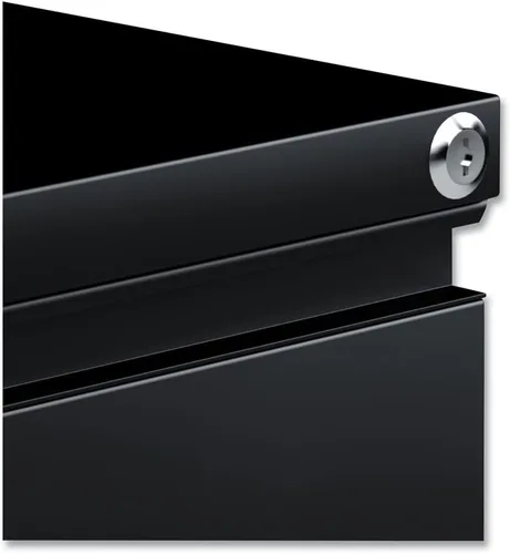 Vista 6 de Alera PBFFBL - Archivo de pedestal de metal con dos cajones con tirador de longitud completa, 14 7/8 pulgadas de ancho x 19 1/8 pulgadas, color negro