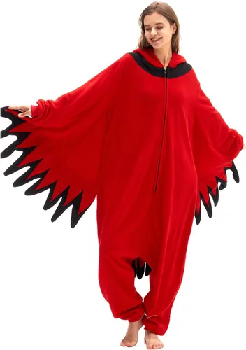 Vista 4 de vavalad Cardinal Costume, Adult Animal Onesie with Wings, Funny Costumes for Women, Couple Costumes