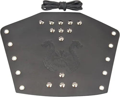 Vista 8 de Jeilwiy Brazaletes vikingos medievales de cuero, brazaletes de armadura de brazo, brazalete de cuero, guantelete punk para hombres y mujeres