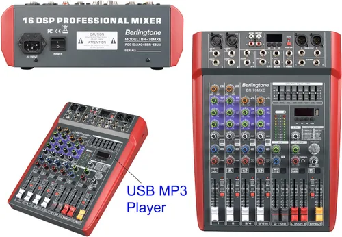 Vista 5 de Mezclador profesional de audio de estudio Bluetooth de 6 canales, controlador de sonido DJ, unidad USB, grabación de PC, RCA, conector de micrófono