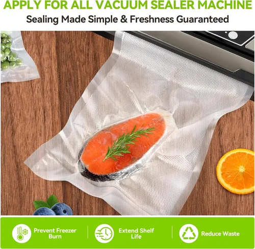 Vista 6 de HytusCooking - Rollos de bolsas selladoras al vacío de alimentos de 8 x 150 pies con dispensador de cortador para almacenamiento de alimentos