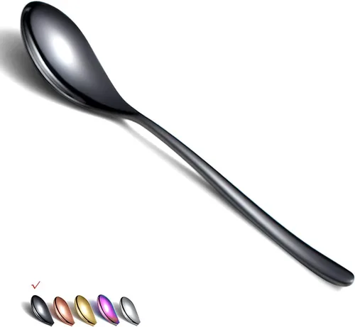 Vista 10 de Cucharas de cena de 6 piezas, cucharadas de acero inoxidable de 8.1 pulgadas, cucharas de sopa, cucharas de postre, cucharas de cubiertos