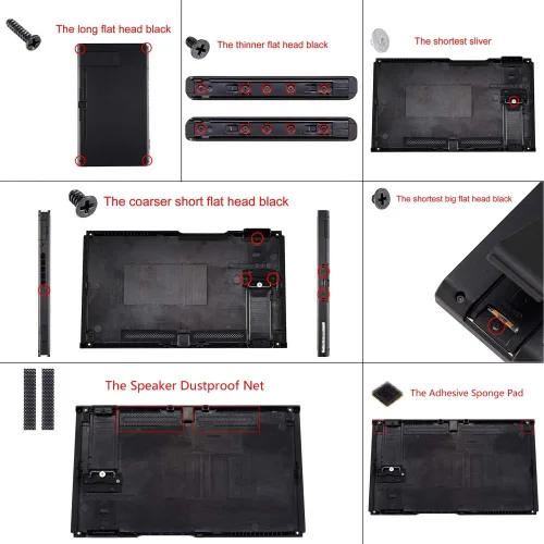 Vista 8 de eXtremeRate Colorful Border Screen Protector Back Plate NS Joycon Handheld Controller Housing Buttons for Nintendo Switch DIY Replacement Shell
