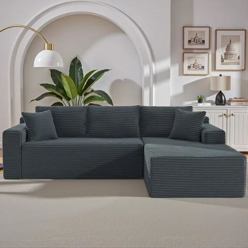 Vista 11 de Sofá seccional modular de 110", sofá seccional Cloud con asiento profundo, sofás tapizados sin huesos para sala de estar, sofá modular moderno