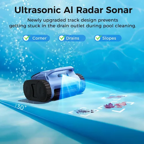 Vista 6 de Limpiador robótico inalámbrico para piscinas, aspiradora robótica automática para piscinas enterradas, limpieza de robot de piscina de spa de hasta