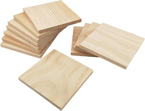 Vista 12 de 6 piezas de bloques cuadrados de madera sin terminar para manualidades, tablas de madera de pino en blanco de 15x15x1 centímetros, para tallado