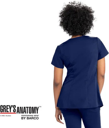 Vista 2 de BARCO Grey's Anatomy Scrubs - Lilah - Camiseta de maternidad para mujer, parte delantera cruzada, parte trasera ajustada para mujer
