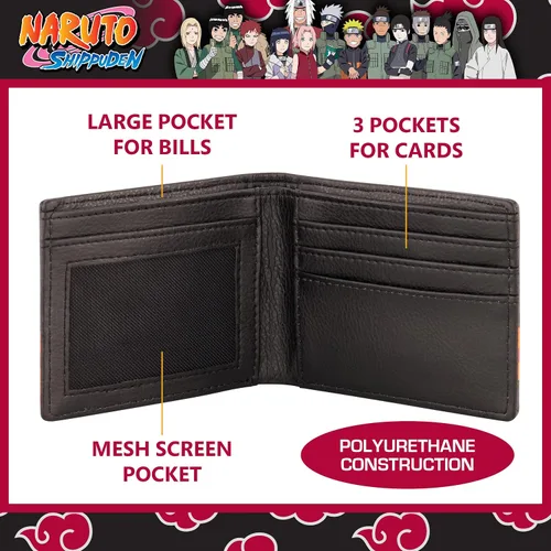 Vista 4 de Concept One Naruto - Billetera plegable, delgada con lata decorativa para hombres y mujeres, multicolor, Multi, Naruto - Billetera plegable, delgada