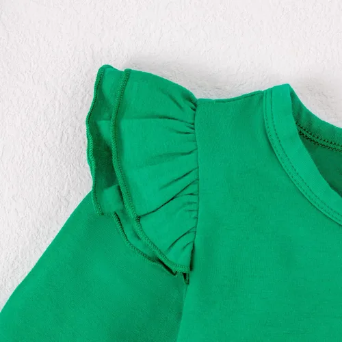 Vista 4 de LYSMuch Body de manga larga con volantes para bebé y niña, color sólido, ropa