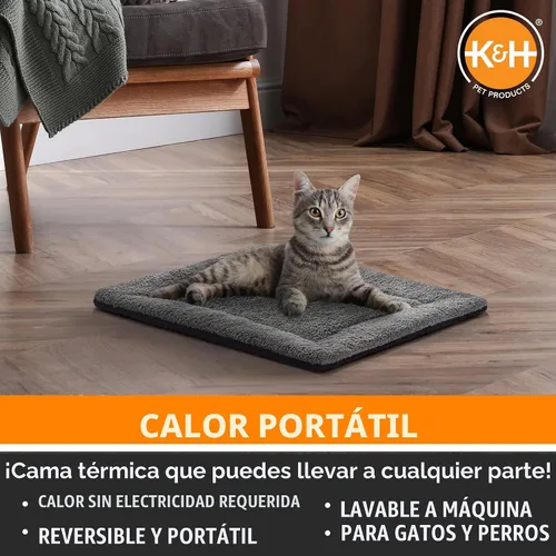 Vista 3 de K&H Pet Products - Almohadilla de autocalentamiento para mascotas, 21 x 17 pulgadas, gris/negra