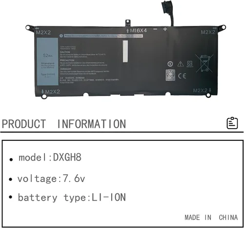 Vista 2 de Hubei DXGH8 G8VCF H754V 0H754V P82G001 Batería de repuesto para laptop Dell XPS 13 9370 9380 Inspiron 13 7390 7391 2 en 1 5390 5391 7490 Latitude