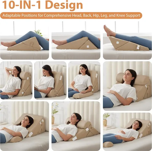 Vista 3 de BIEEZZK Juego de almohadas de cuña para después de la cirugía, almohada de cuña para reflujo ácido, almohada de cuña de cama con ajustable de 9 y 12