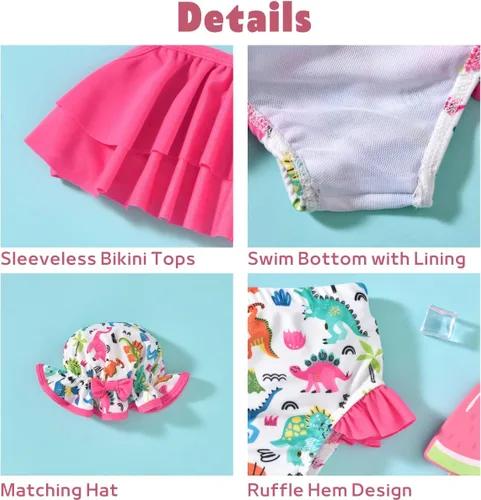 Vista 2 de Aalizzwell Traje de baño para niñas pequeñas con sombrero